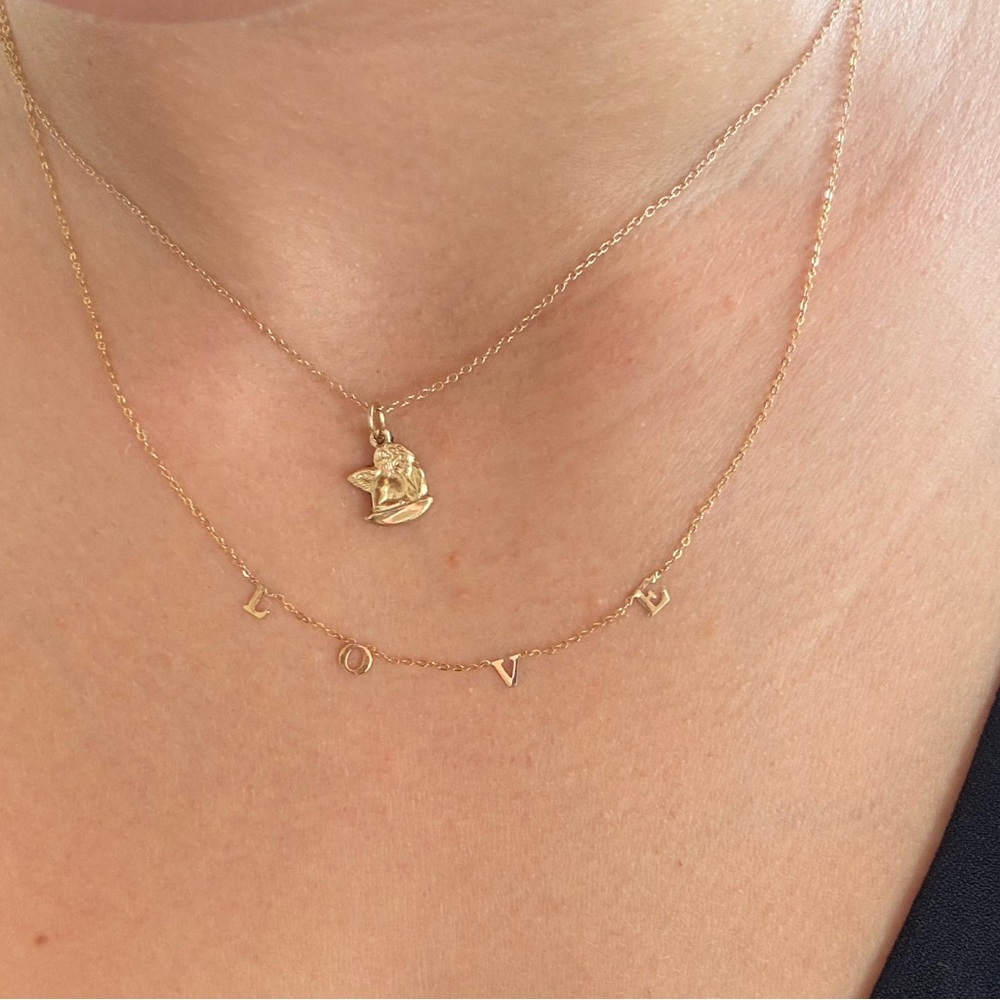 14k solid gold LOVE necklace
